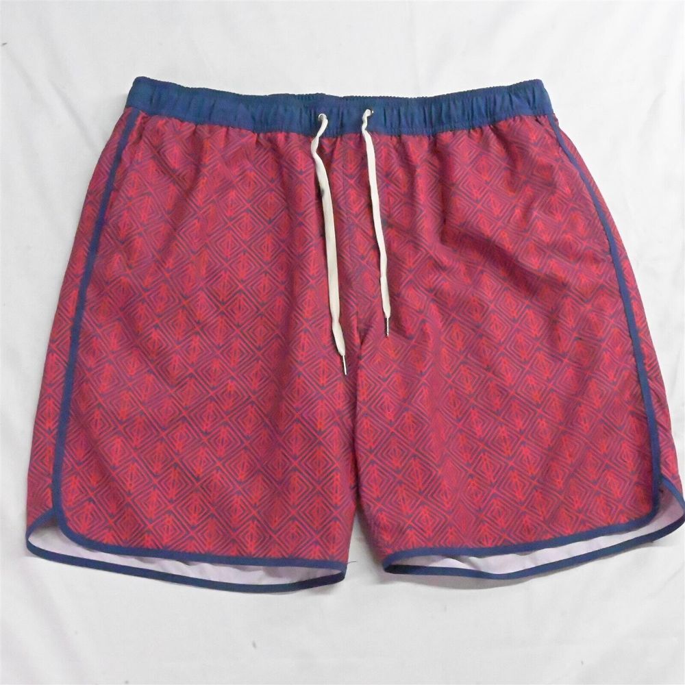 Fair Harbor 2XL x 8" Red Geometric‎ Drawstring Mens Lined The One Hybrid Shorts